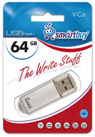 Накопитель USB 2.0 64GB SmartBuy SB64GBVC-S V-Cut серебристый