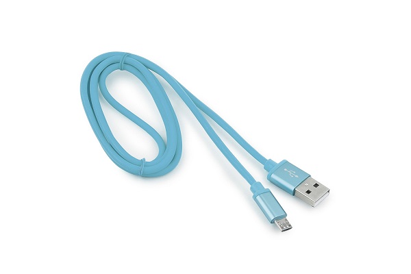 Кабель интерфейсный USB 2.0 Cablexpert CC-S-mUSB01Bl-1M AM/microB, серия Silver, длина 1м, синий, блистер