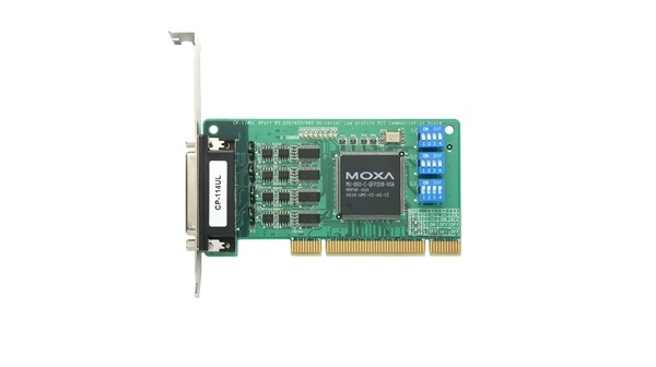 Мультипортовые платы для шины PCI Express Плата MOXA CP-114UL-T 4 x RS-232/422/485, Universal PCI, 921.6Kbps, surge protectoin, low profile, w/o cable