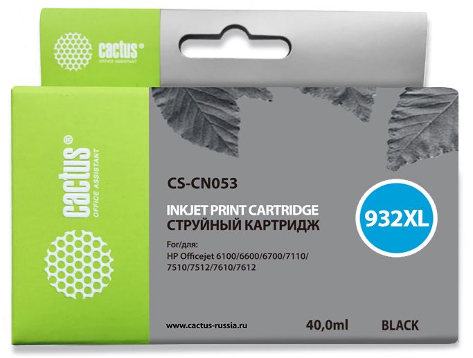 Картридж Cactus CS-CN053 №932XL (черный) для HP OfficeJet 6600, 40 мл