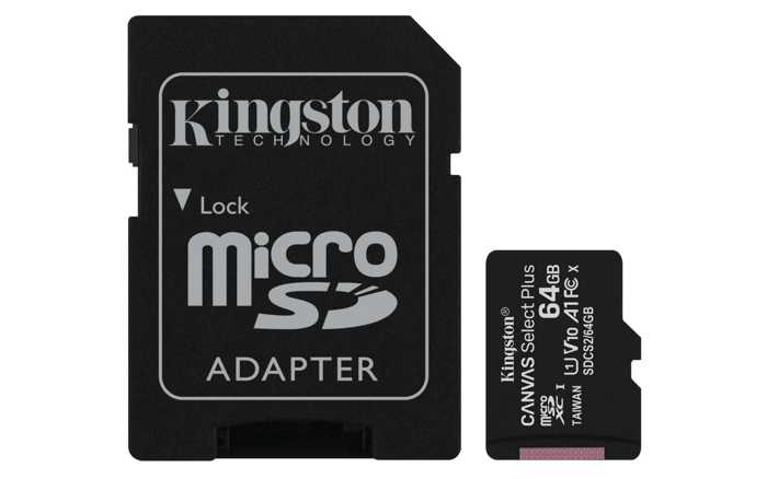 Карта памяти MicroSDXC 64GB Kingston SDCS2/64GB Class 10 UHS-I, SD adapter