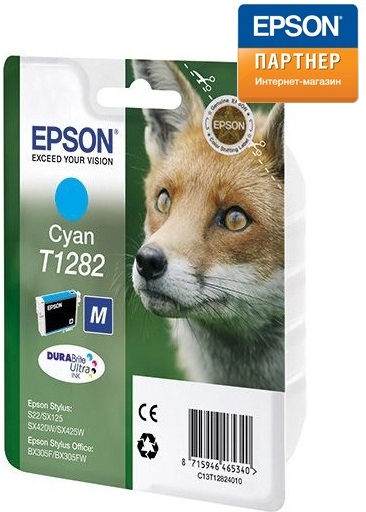 Картридж Epson C13T12824012 для принтера Stylus S22/МФУ SX420W/SX425W/SX125/SX430W голубой