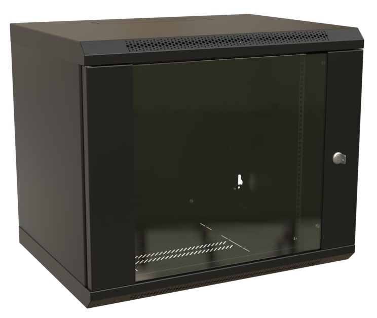 Шкаф серверный 19, 15U WRLine WR-TW-1566-GP-RAL9004 775x600х600мм, стеклянная дверь, цвет черный (RAL 9004) (разобранный)