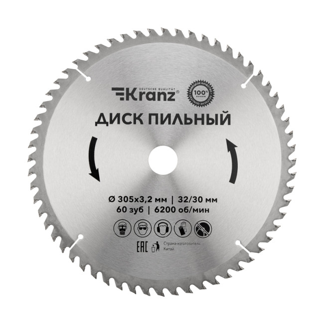 Диск KRANZ KR-92-0135 пильный 305 мм х 60 зуб х 32/30 мм