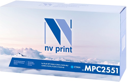 Тонер-картридж NVP NV-MPC2551C для Ricoh MP C2051/C2051AD/C2551/C2551AD, 9500k, синий