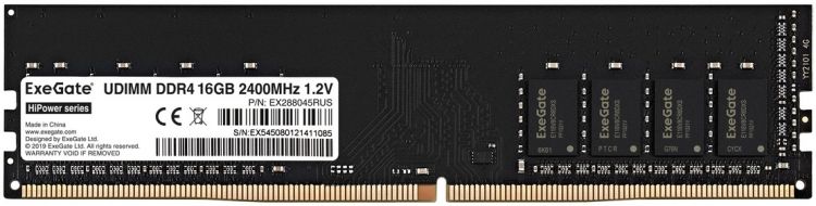 Модуль памяти DDR4 16GB Exegate HiPower EX288045RUS 2400MHz PC4-19200 CL17 1.2V