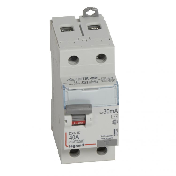 Выключатель дифференциального тока (ВДТ, УЗО) Legrand 411505 DX³-ID - 2П, 230 В~, 40 А, тип AC, 30 мА, 2 модуля
