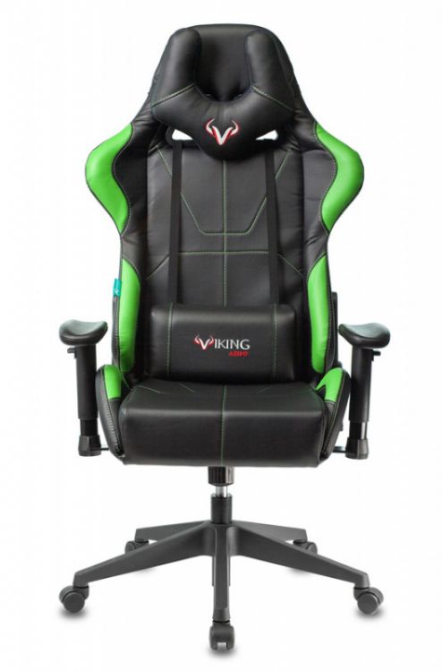 Кресло игровое Бюрократ VIKING 5 AERO LGREEN цвет черный/салатовый, искусственная кожа, с подголов. крестовина пластик