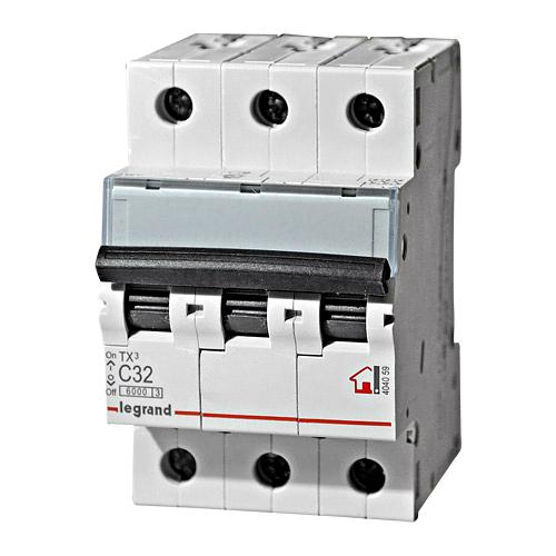 Автоматический выключатель Legrand 404057 TX³ 6000 - 6 кА - тип характеристики C, 3П, 400 В~, 20 А, 3 модуля