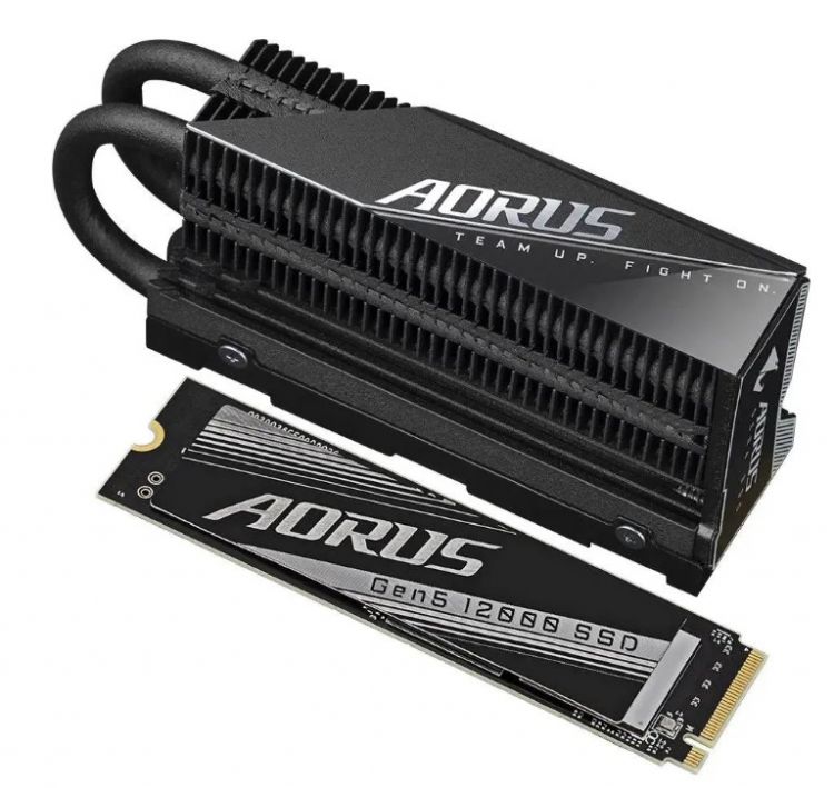 Накопитель SSD M.2 2280 GIGABYTE AG512K2TB AORUS Gen5 12000 2TB PCI-Express 5.0x4 NVMe 2.0 3D TLC 12400/11800MB/s MTBF 1.6M 1400TBW