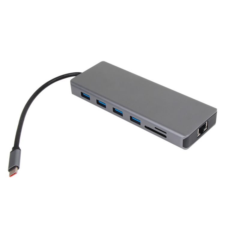 Концентратор VCOM CU4706 TypeC/(2*HDMI+DP)4K*60Hz 3*USB3.0 TC USB2.0 RJ45 SD TF PD audio TC адаптер