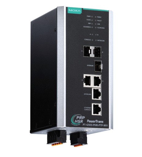 Коммутатор управляемый MOXA PT-G503-PHR-PTP-HV full Gigabit managed redundancy box, with 3 10/100/1000BaseT(X) ports or 100/1000Base SFP po