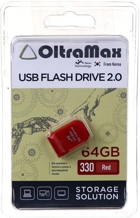   Xcom-Shop Накопитель USB 2.0 64GB OltraMax OM-64GB-330-Red 330, красный