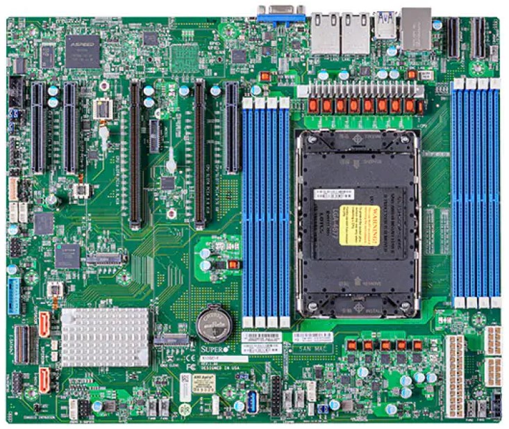 Материнская плата E-ATX Supermicro MBD-X13SEI-F-B (LGA4677, C741, 8*DDR5 (5600), 10*SATA 6G, 2*M.2, 5*PCIE, 2*Glan, VGA, 2*USB 3.2, 2*USB 2.0)