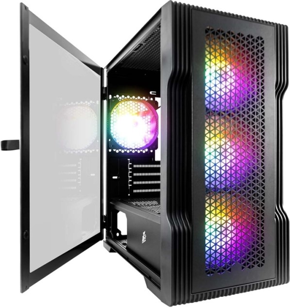 Корпус mATX 1STPLAYER T3 черный, без БП, боковая панель из закаленного стекла, USB 3.0, 2*USB 2.0, audio