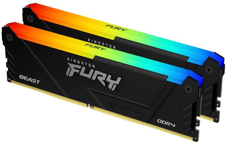 Модуль памяти DDR4 64GB (2*32GB) Kingston FURY KF436C18BB2AK2/64 Beast RGB Black XMP PC4-28800 3600MHz CL18 2RX8 1.35V 16Gbit