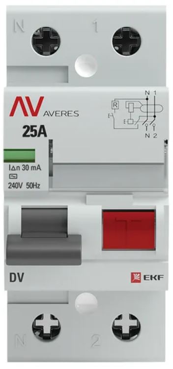 УЗО EKF rccb-2-25-30-ac-av DV 2P 25А/ 30мА (AC) AVERES