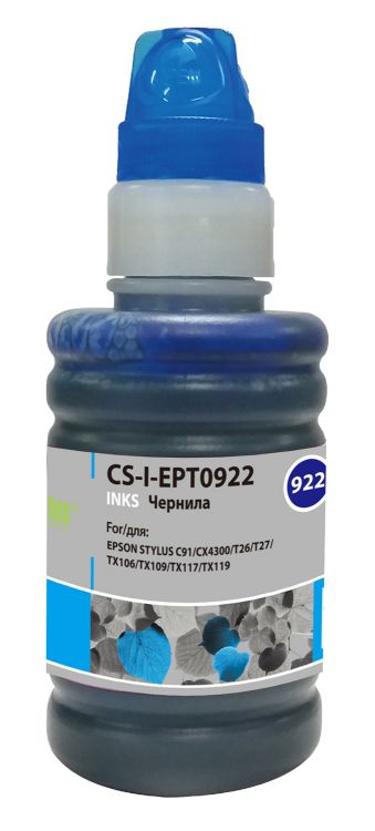 Чернила для заправки Cactus CS-I-EPT0922 голубой (100мл) Epson Stylus C91/CX4300/T26/T27/TX106/TX109