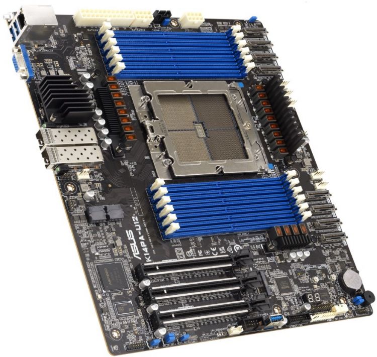 Материнская плата ASUS K14PA-U12 (SP5, 12*DDR5 (4800), M.2, 3*PCIe, 16*NVMe, 2*SFP28, Mlan, RJ-45, VGA, 2*USB 3.2)