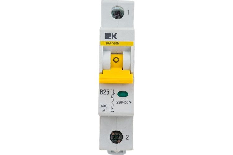 Автоматический выключатель IEK MVA31-1-025-B 25A тип B 6kA 1П 230/400В 1мод белый (1шт)
