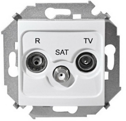 Розетка Simon 1591466-030 Simon 15 Белый R-TV-SAT одиночная, винт.заж.