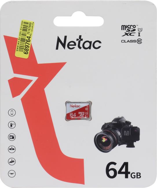 Карта памяти MicroSDXC 64GB Netac NT02P500ECO-064G-S P500 Eco Class 10 UHS-I без адаптера