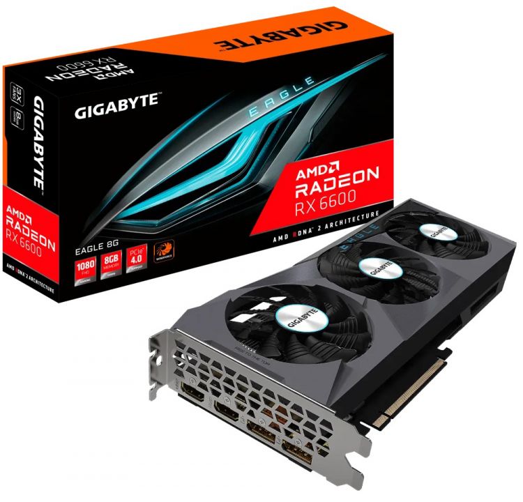 Видеокарта PCI-E GIGABYTE Radeon RX 6600 EAGLE (GV-R66EAGLE-8GD) 8GB GDDR6 128bit 7nm 1626/14000MHz 2*HDMI 2*DP HDCP Ret