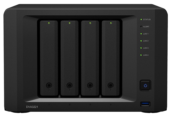 Система хранения Synology DVA3221 4x3.5/2.5 HDD/SSD SATA, 4xRJ-45 1GbE LAN, 3xUSB 3.0, 2xeSATA, 1xCOM port