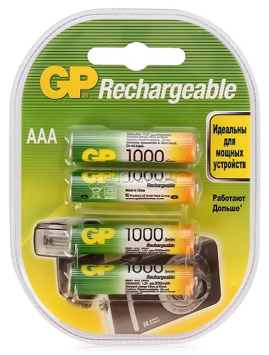 Аккумулятор GP 100AAAHC 1000mAh, 4шт, size AAA, NiMH