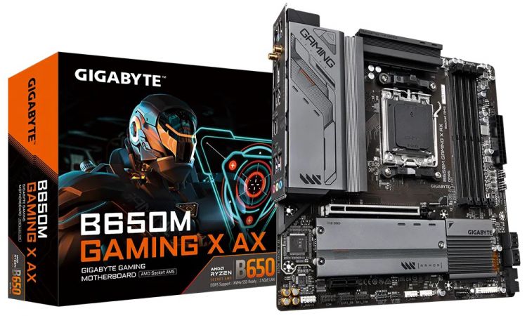   Xcom-Shop Материнская плата mATX GIGABYTE B650M GAMING X AX (AM5, AMD B650, 4*DDR5 (6400), 4*SATA 6G RAID, 2*M.2, 2*PCIE, 2.5Glan, WiFi, BT, HDMI, 2*DP, USB Typ