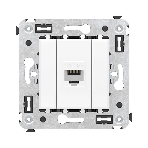 Розетка компьютерная DKC 4400663 RJ-45 без шторки в стену, кат.5е одинарная, Белое облако, Avanti