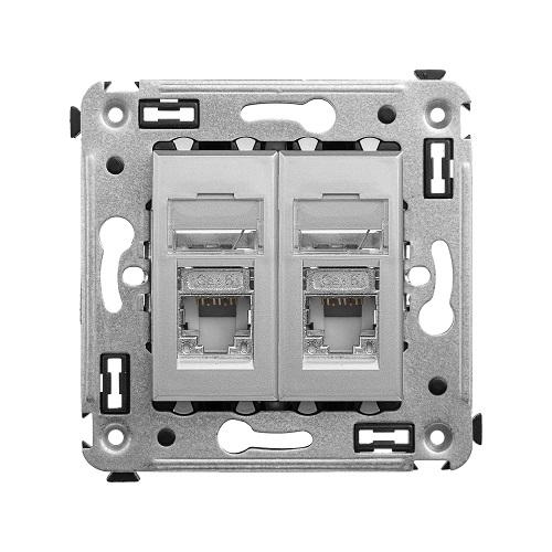 Розетка компьютерная DKC 4404394 RJ-45 в стену, кат.6 двойная экранированная, Закаленная сталь, Avanti