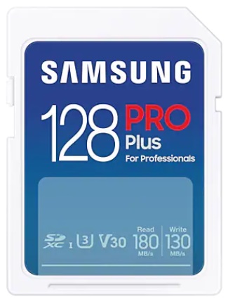 Карта памяти SDXC 128GB Samsung MB-SD128S/APC PRO Plus Class 10, A2, V30, UHS-I (U3), W 130 МБ/с, R 180 МБ/с