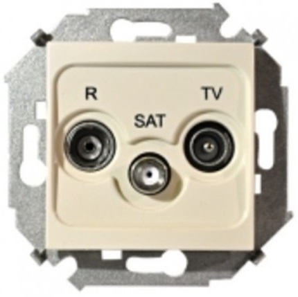 Розетка Simon 1591466-031 Simon 15 Бежевый R-TV-SAT одиночная, винт.заж.