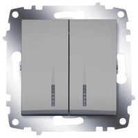 Выключатель ABB 619-011000-203 Cosmo двухклавишный с подсветкой, 10А, 250В, IP20 (алюминий)