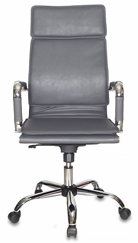 Кресло офисное Бюрократ CH-993 серое, искусственная кожа, крестовина хром