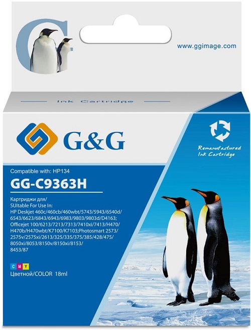 Картридж G&G GG-C9363HE 134 к DJ 6543/5743/5740/6843, PS 325/375/8153/8453, color (14ml)