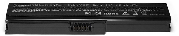 Аккумулятор для ноутбука Toshiba OEM PA3817 Satellite A660, C600, C645, C660, L515, L630, L700 Series. 10.8V 4400mAh PN: PA3634U-1BAS, PA3635U-1BAM