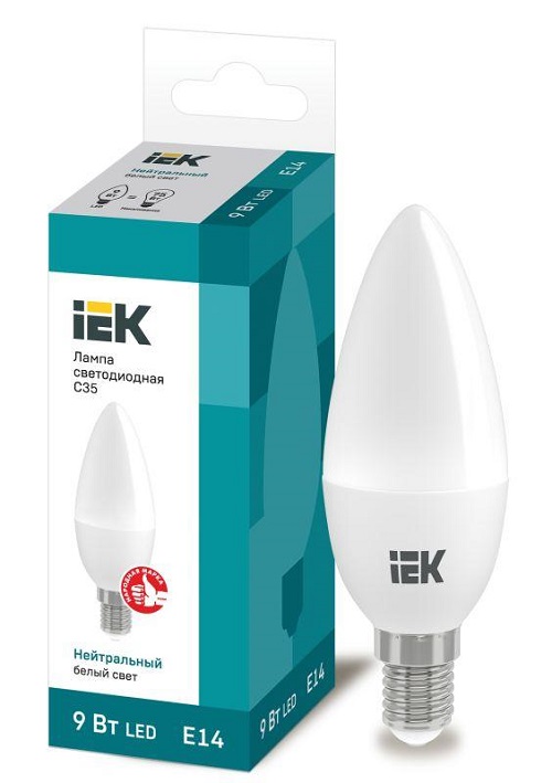 Лампа светодиодная IEK LLE-C35-9-230-40-E14 Eco 9Вт C35 свеча 4000К нейтр. бел. E14 230В