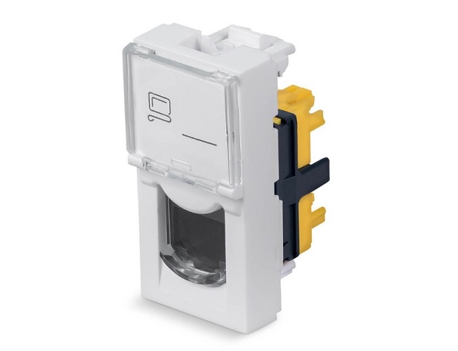 Модуль Cabeus KJ-RJ45-Cat.6a-180T-FP-L-22,5 Keystone Jack RJ-45(8P8C), 180 градусов, категория 6a, безинструментный монтаж, вставка Mosaic