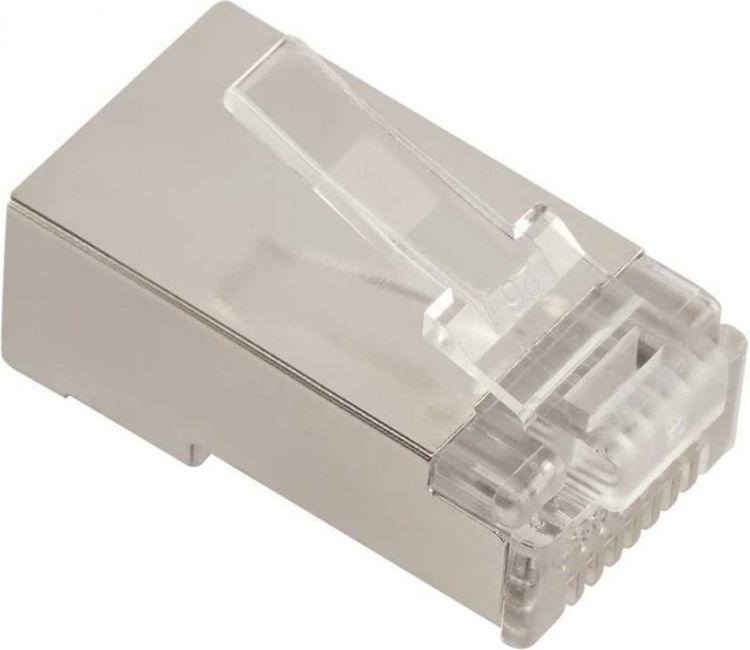 Коннектор Lanmaster LAN-EZ45-8P8C/S6-100 RJ45 тип EZ, 8P8C, STP, Cat.6, универсальный, со вставкой, покрытие 50 микрон,100 шт.