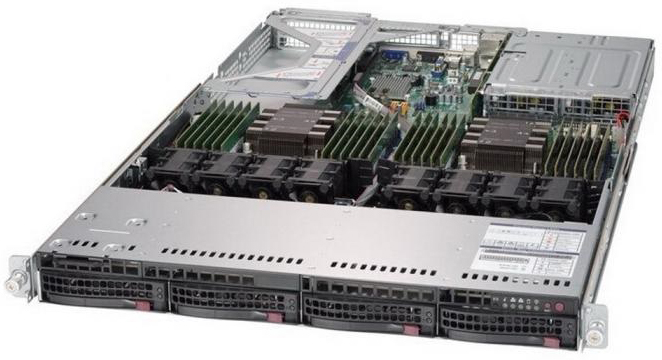 Серверная платформа 1U Supermicro SYS-6019U-TRT 2*LGA3647, C621, 24*DDR4(2933), 4*3.5 HS, M.2, 4*PCIE, 2*10Glan, 2*750W, 2*USB 3.0, VGA