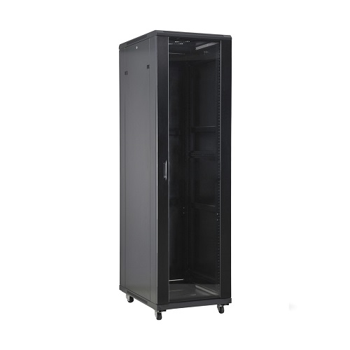 Шкаф напольный NTSS R 32U 600х600мм, 4 профиля 19, двери стекло и сплошная металл, серый RAL 7035 (NTSS-R32U6060GS)