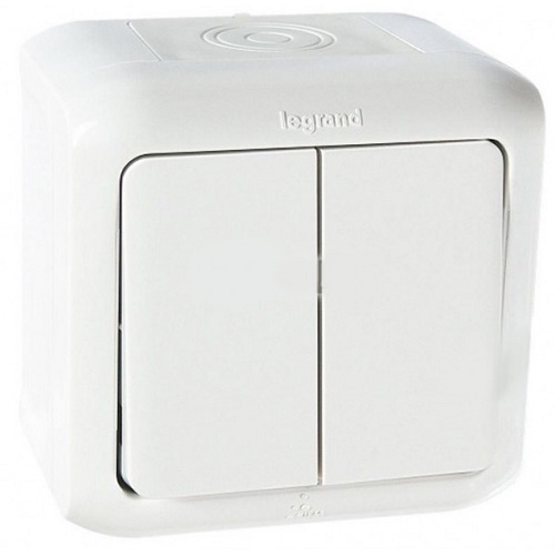 Выключатель Legrand 782302 Quteo белый 2-клавишный IP44 10А