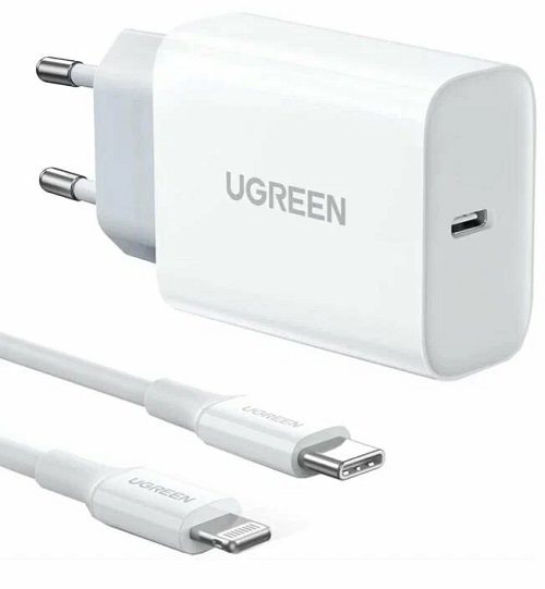 Зарядное устройство сетевое UGREEN CD137 50698_ USB Type-C, 20W, белый