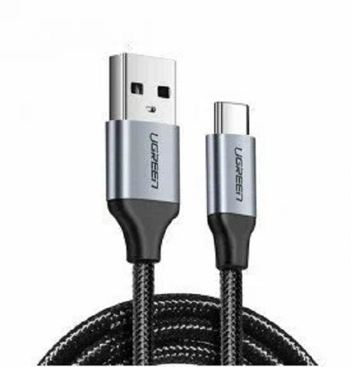 Кабели и переходники  Xcom-Shop Кабель интерфейсный USB 2.0-Type C UGREEN 60126 nickel plating aluminum braid, 1 м, черный