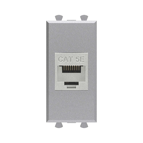 Розетка компьютерная DKC 4404761 RJ-45 без шторки модульная, кат.5е экранированная, Закаленная сталь, 1 модуль, Avanti