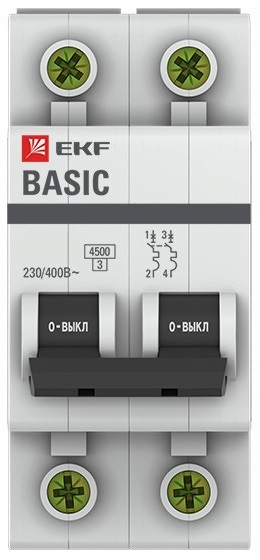 Автоматический выключатель EKF mcb4729-2-16C модульный 2п C 16А 4.5кА ВА 47-29 Basic