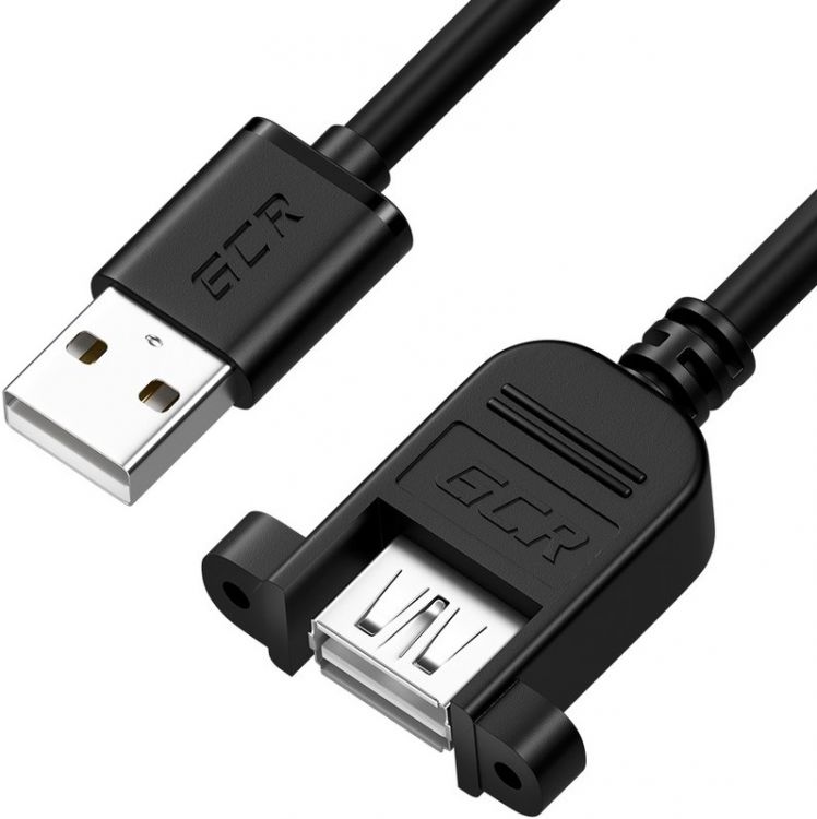 Удлинитель Greenconnect GCR-54747 1.5m USB AM/AF крепление под винт, черный