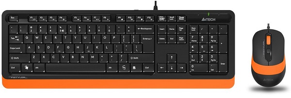   Xcom-Shop Клавиатура и мышь A4Tech F1010 ORANGE черно-оранжевые, USB